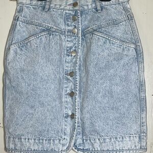 Vintage 80s Sky Blue Button-Front Pencil Skirt